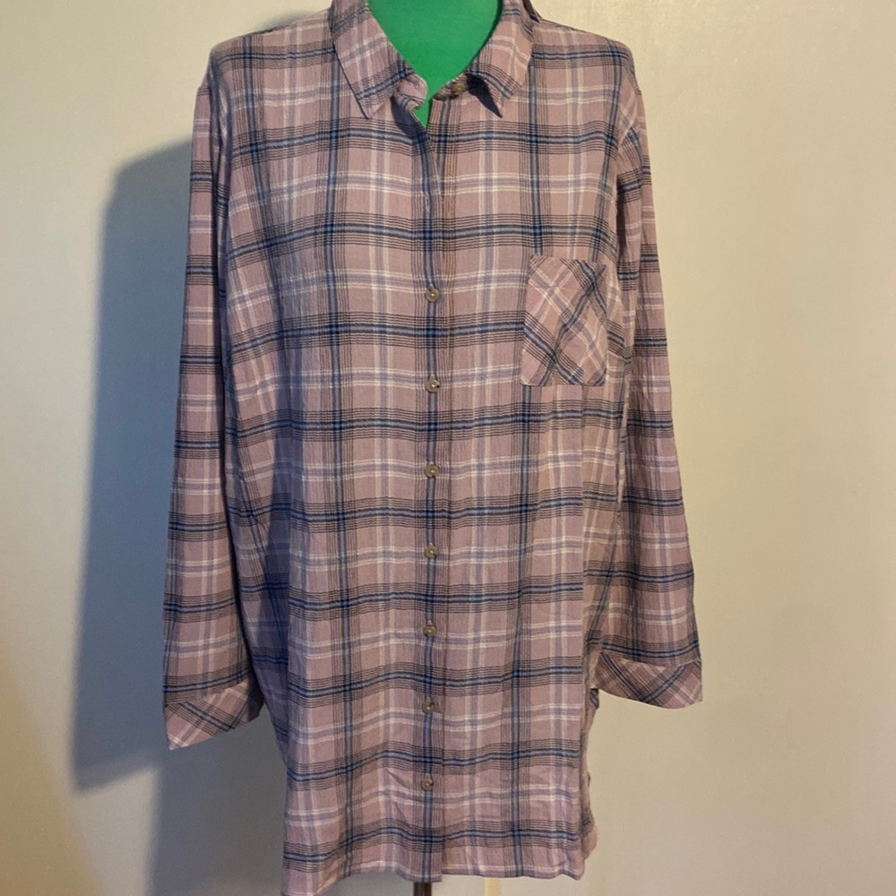 Plaid gauze tunic